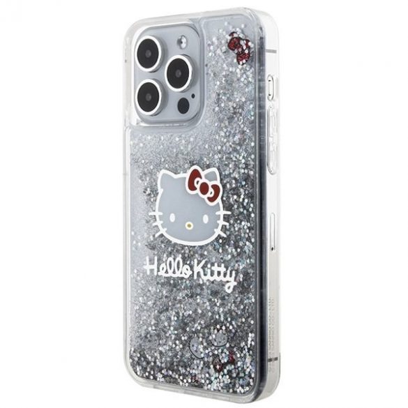 Hello Kitty HKHCP15XLIKHET iPhone 15 Pro Max 6.7 husă rigidă srebrny/argintiu Lichid Glitter Charms Kitty Head"