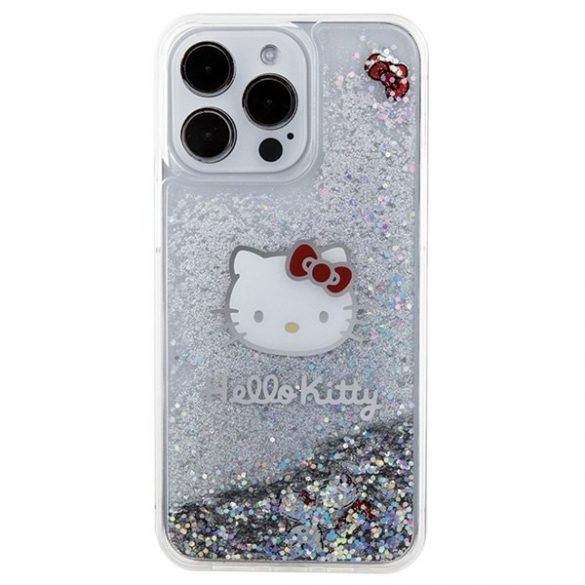 Hello Kitty HKHCP15XLIKHET iPhone 15 Pro Max 6.7 husă rigidă srebrny/argintiu Lichid Glitter Charms Kitty Head"