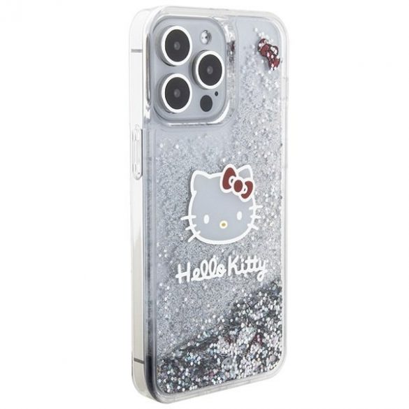 Hello Kitty HKHCP15XLIKHET iPhone 15 Pro Max 6.7 husă rigidă srebrny/argintiu Lichid Glitter Charms Kitty Head"