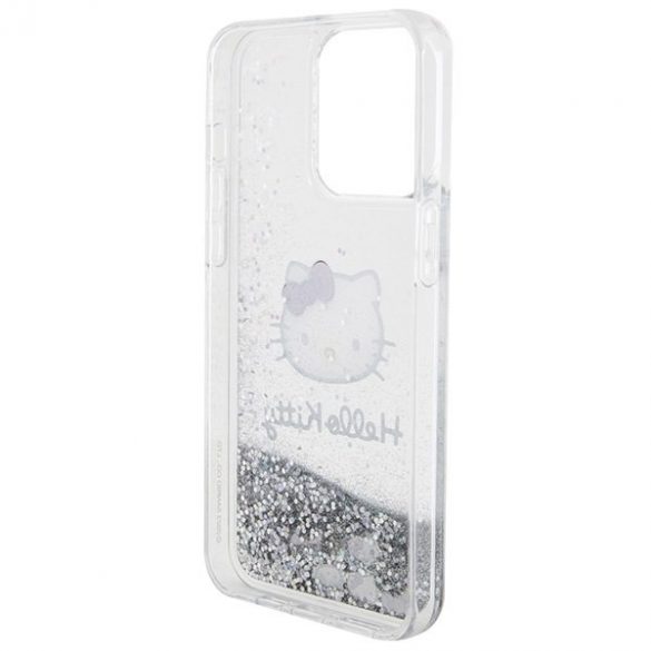 Hello Kitty HKHCP15XLIKHET iPhone 15 Pro Max 6.7 husă rigidă srebrny/argintiu Lichid Glitter Charms Kitty Head"