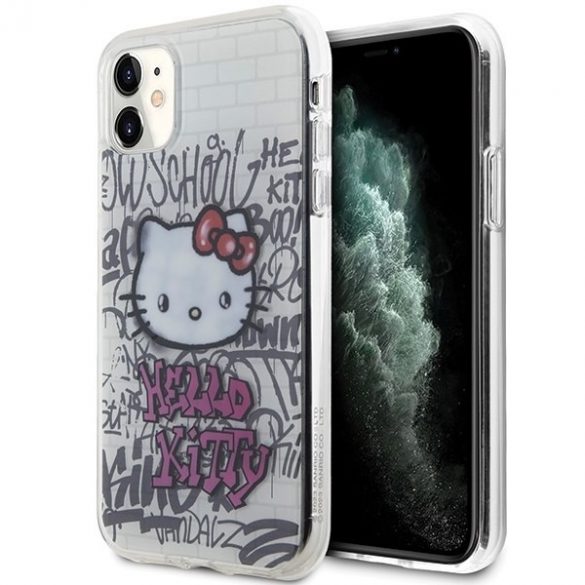 Hello Kitty HKHCN61HDGPHT iPhone 11 / Xr 6.1 biały/alb hardcase IML Kitty On Bricks Graffiti"