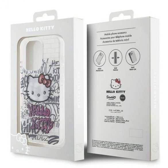 Hello Kitty HKHCP15LHDGPHT iPhone 15 Pro 6.1 biały/alb hardcase IML Kitty On Bricks Graffiti"