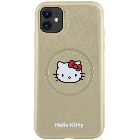 Hello Kitty HKHMN61PGHCKD iPhone 11 / Xr 6,1 zloty/husă rigidă din piele Kitty Head MagSafe"