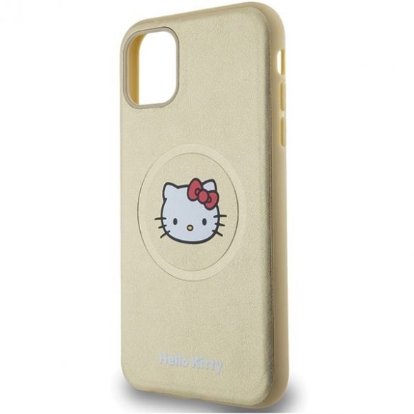 Hello Kitty HKHMN61PGHCKD iPhone 11 / Xr 6,1 zloty/husă rigidă din piele Kitty Head MagSafe"