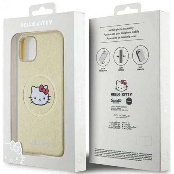 Hello Kitty HKHMN61PGHCKD iPhone 11 / Xr 6,1 zloty/husă rigidă din piele Kitty Head MagSafe"