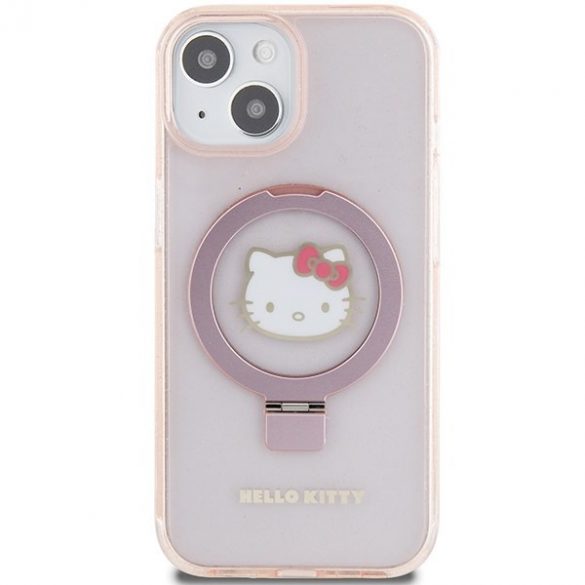 Hello Kitty HKHMP15SHRSGEP iPhone 15 / 14 / 13 6.1" rożowy/roz hardcase Ring Stand Glitter Electrop Logo MagSafe