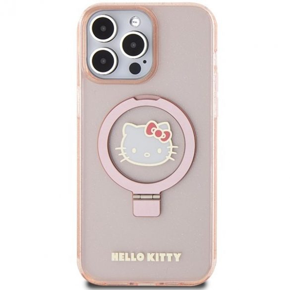 Hello Kitty HKHMP15XHRSGEP iPhone 15 Pro Max 6,7" husă rigidă rożowy/roz Stand inel Glitter Electrop Logo MagSafe