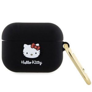 Hello Kitty HKAP3DKHSK Husă Airpods Pro czarny/negru Silicon 3D Kitty Head