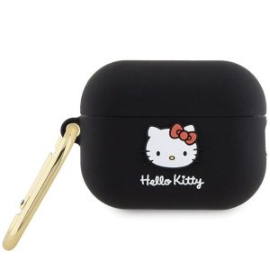 Hello Kitty HKAP23DKHSK Husă pentru Airpods Pro 2 (2022/2023) czarny/negru Silicon 3D Kitty Head