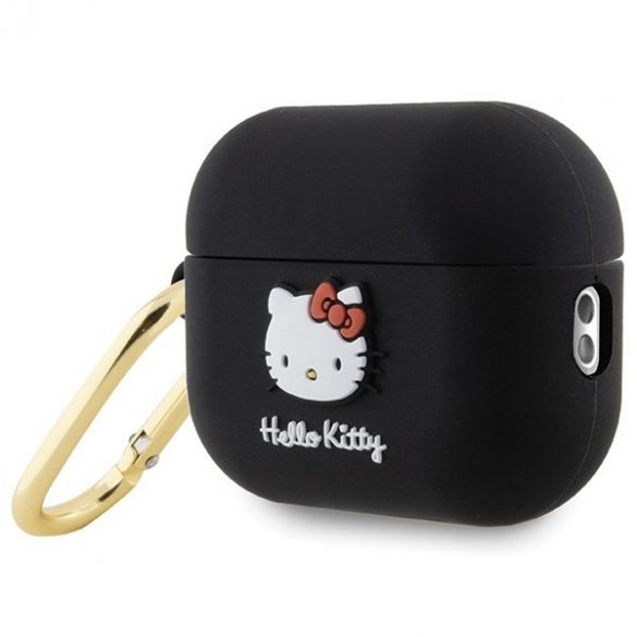 Hello Kitty HKAP23DKHSK Husă pentru Airpods Pro 2 (2022/2023) czarny/negru Silicon 3D Kitty Head