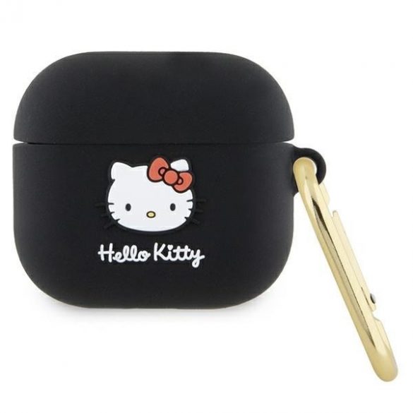 Hello Kitty HKA33DKHSK Husă pentru Airpods 3, negru/czarny/negru, silicon 3D Kitty Head