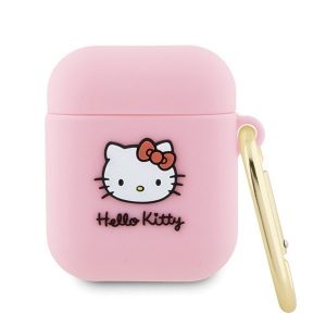 Hello Kitty HKA23DKHSP Husă pentru Airpods 1/2 rożowy/roz Silicon 3D Kitty Head