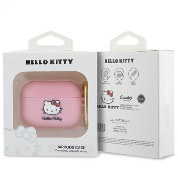 Hello Kitty HKAP3DKHSP Husă Airpods Pro rożowy/roz Silicon 3D Kitty Head