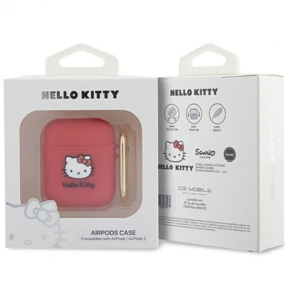 Hello Kitty HKA23DKHSF Husă pentru Airpods 1/2 fuksja/fuschia Silicon 3D Kitty Head