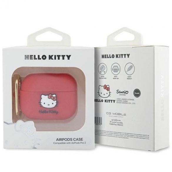 Hello Kitty HKAP23DKHSF Husă pentru Airpods Pro 2 (2022/2023) fuksja/fuschia Silicon 3D Kitty Head