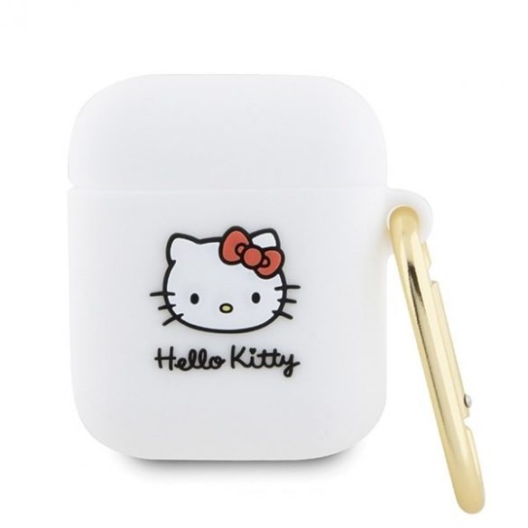 Hello Kitty HKA23DKHSH Husă pentru Airpods 1/2 biał/alb Silicon 3D Kitty Head