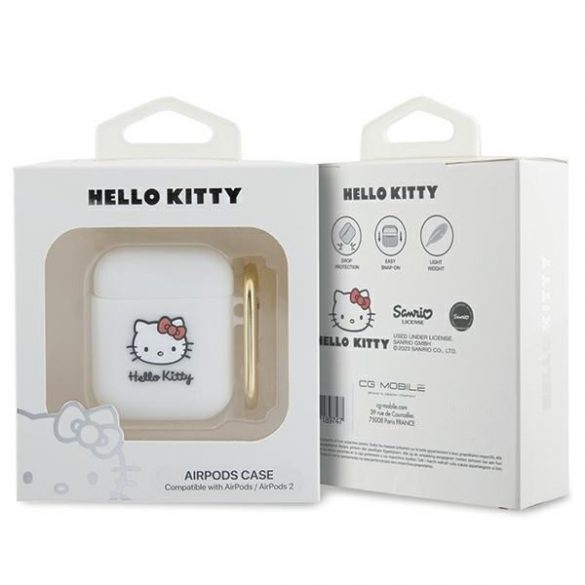 Hello Kitty HKA23DKHSH Husă pentru Airpods 1/2 biał/alb Silicon 3D Kitty Head