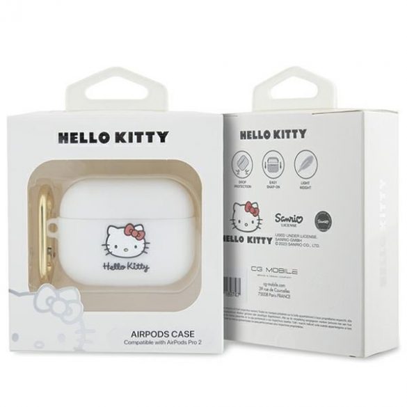 Hello Kitty HKAP23DKHSH Husă pentru Airpods Pro 2 (2022/2023) biał/alb Silicon 3D Kitty Head