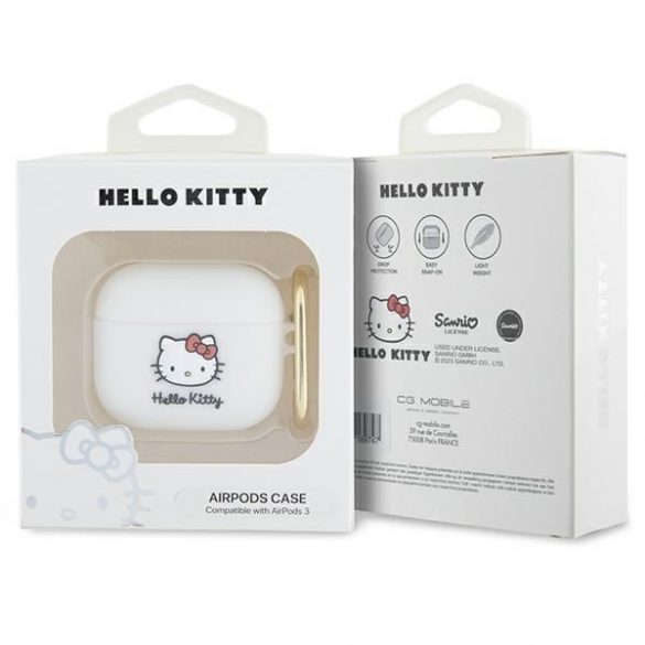 Hello Kitty HKA33DKHSH Husă pentru Airpods 3 biały/alb Silicon 3D Kitty Head