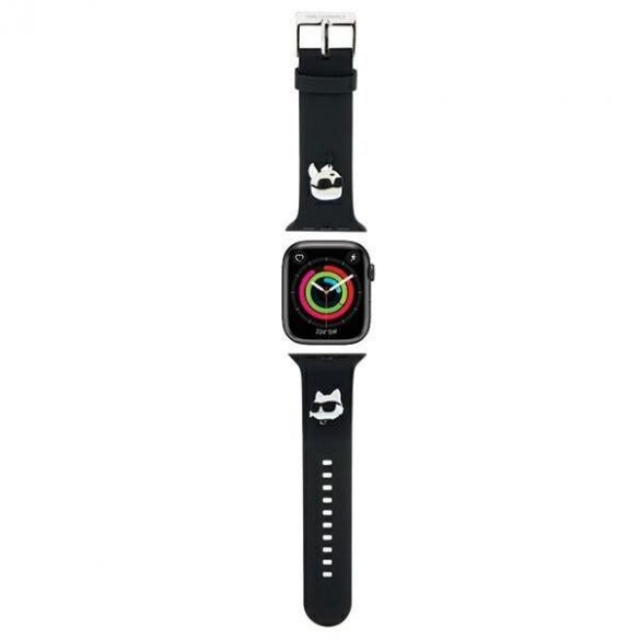 Karl Lagerfeld curea KLAWMSLKCNK Apple Watch 38/40/41mm negru/curea neagră 3D cauciuc Karl&Choupette Heads