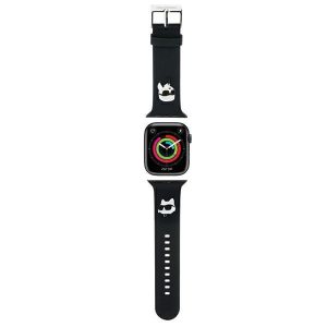 Karl Lagerfeld curea KLAWLSLKCNK Apple Watch 42/44/45/49mm negru/curea neagră 3D cauciuc Karl&Choupette Heads