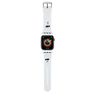 Karl Lagerfeld curea KLAWLSLKCNH Apple Watch 42/44/45/49mm alb/alb  strap 3D Rubber Karl&Choupette Heads