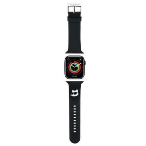 Karl Lagerfeld Pasek KLAWMSLCNK Apple Watch 38/40/41mm curea neagră/czarny Capete Choupette din cauciuc 3D