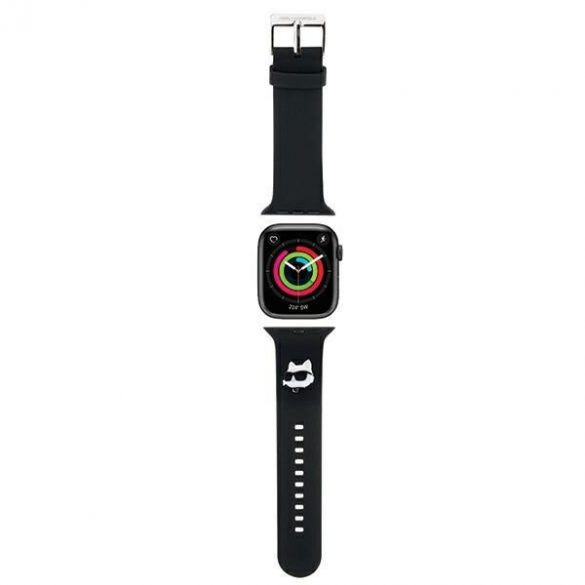 Karl Lagerfeld Pasek KLAWLSLCNK Apple Watch 42/44/45/49mm curea neagră/czarny 3D cauciuc Choupette Head