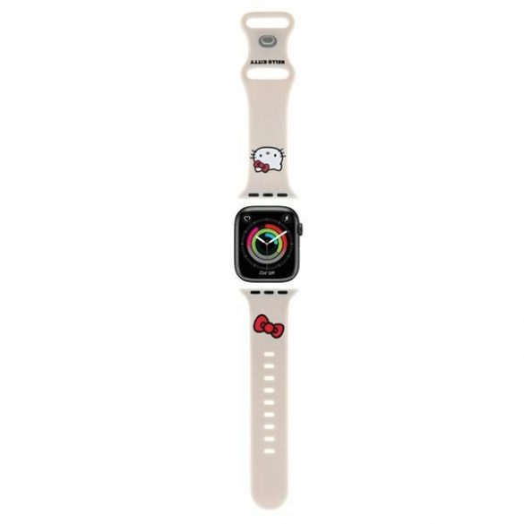 Hello Kitty Pasek HKAWMSCHBLE Apple Watch 38/40/41mm curea beżowy/bej Silicon Kitty Head