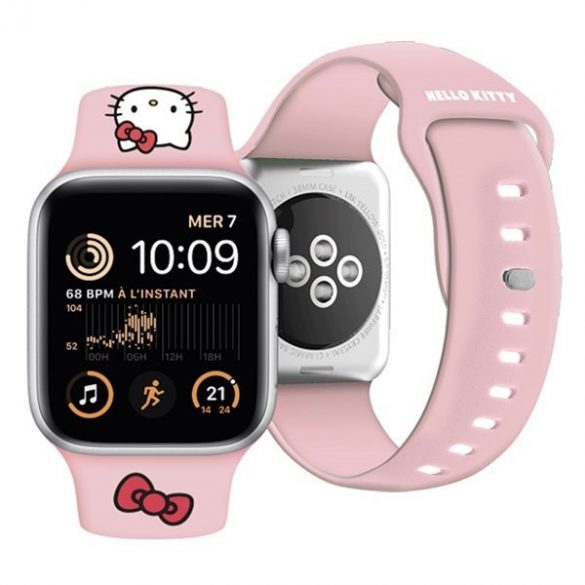 Hello Kitty Pasek HKAWMSCHBLP Apple Watch 38/40/41mm curea rożowy/roz Silicon Kitty Head