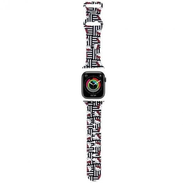 Hello Kitty Pasek HKAWMSDIESK Apple Watch 38/40/41mm curea czarny/neagră Silicon Heads & Stripes