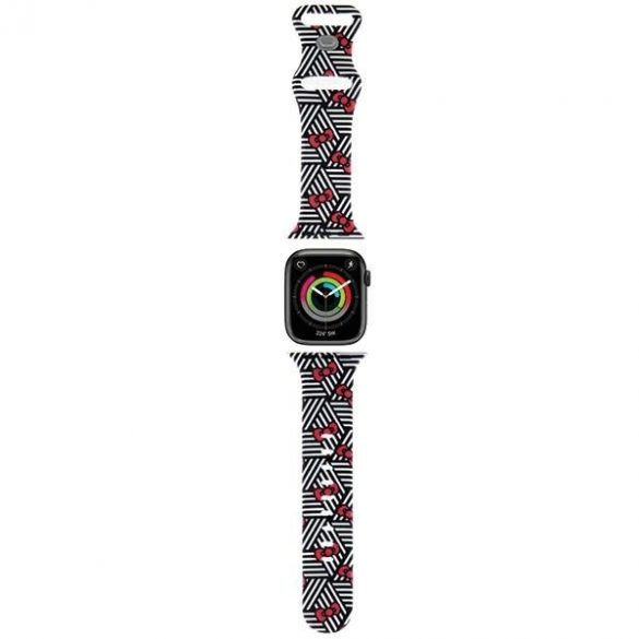 Hello Kitty Pasek HKAWMSDIEZK Apple Watch 38/40/41mm curea czarny/negru din silicon Funde și dungi