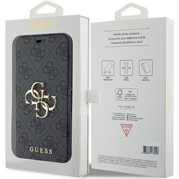 Guess GUBKP15L4GMGGR iPhone 15 Pro 6.1" gri/gri carte 4G Metal Logo