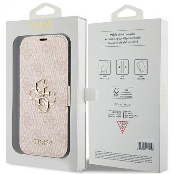 Guess GUBKP15S4GMGPI iPhone 15 / 14 / 13 6.1" carte rożowy/roz 4G Metal Logo