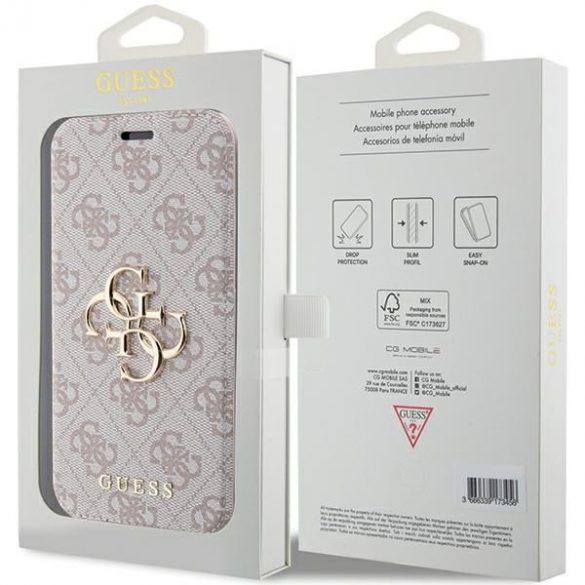 Guess GUBKP15L4GMGPI iPhone 15 Pro 6.1" rożowy/roz carte 4G Metal Logo