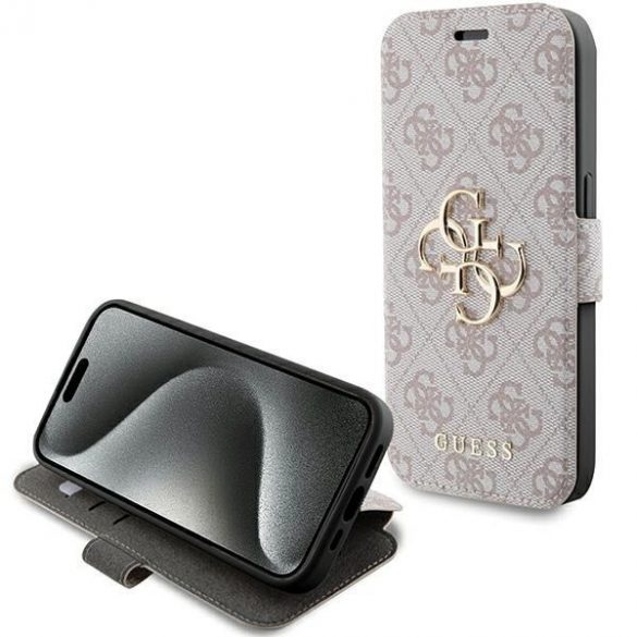 Guess GUBKP15X4GMGPI iPhone 15 Pro Max 6,7" rożowy/roz carte 4G Metal Logo