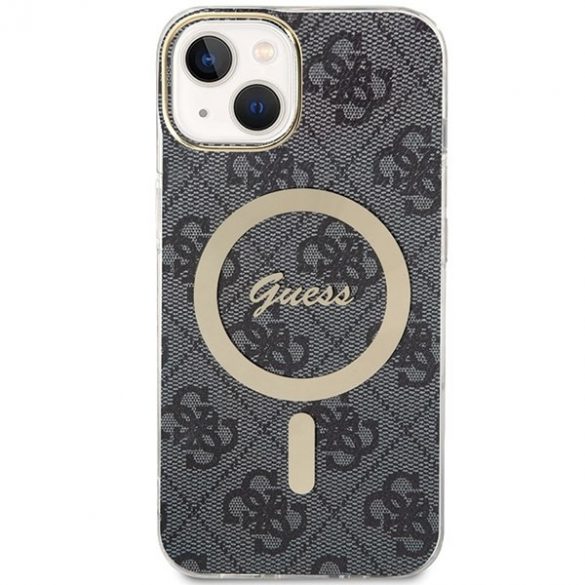 Guess GUHMP15MH4STK Carcasă rigidă pentru iPhone 15 Plus / 14 Plus de 6,7 inchi, negru, 4G MagSafe