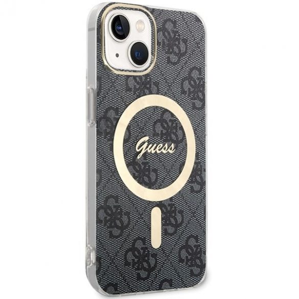 Guess GUHMP15MH4STK Carcasă rigidă pentru iPhone 15 Plus / 14 Plus de 6,7 inchi, negru, 4G MagSafe