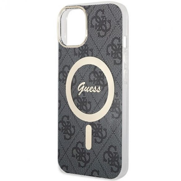 Guess GUHMP15MH4STK Carcasă rigidă pentru iPhone 15 Plus / 14 Plus de 6,7 inchi, negru, 4G MagSafe