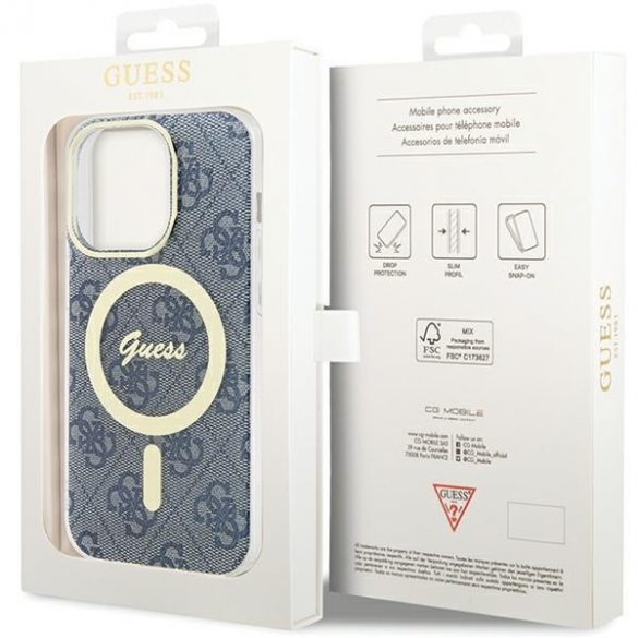 Guess GUHMP15LH4STB iPhone 15 Pro 6.1" niebieski/albastru hardcase IML 4G MagSafe