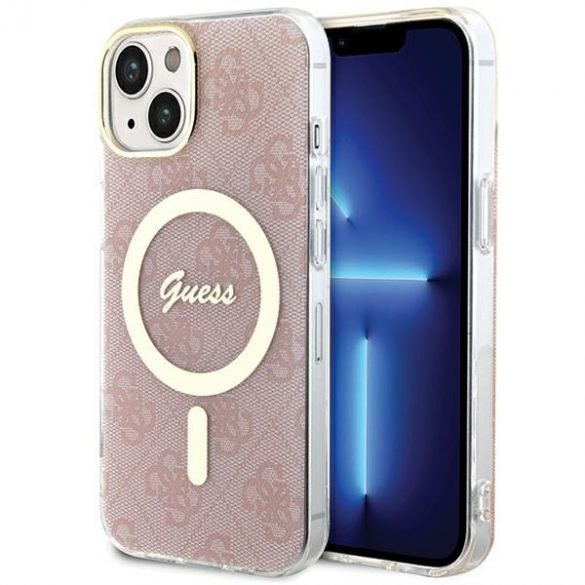 Guess GUHMP15SH4STP iPhone 15 / 14 / 13 6.1" rożowy/roz hardcase IML 4G MagSafe