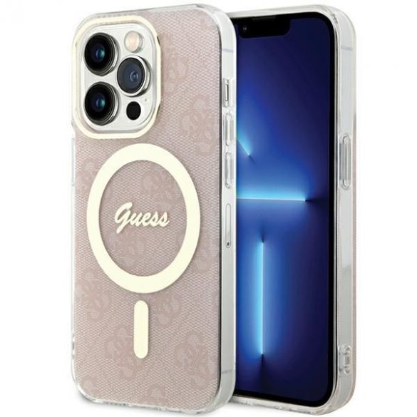 Guess GUHMP15LH4STP iPhone 15 Pro 6.1" rozowy/roz hardcase IML 4G MagSafe