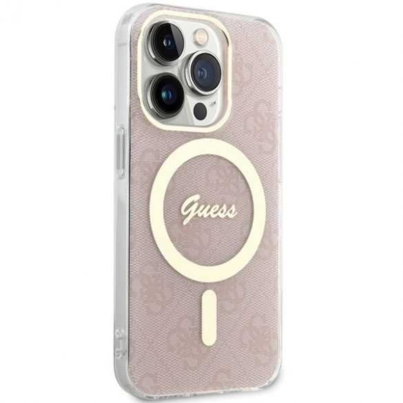 Guess GUHMP15LH4STP iPhone 15 Pro 6.1" rozowy/roz hardcase IML 4G MagSafe