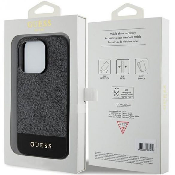 Guess GUHCP15LG4GLGR iPhone 15 Pro 6,1" husă, gri/gri, colecția Stripe 4G