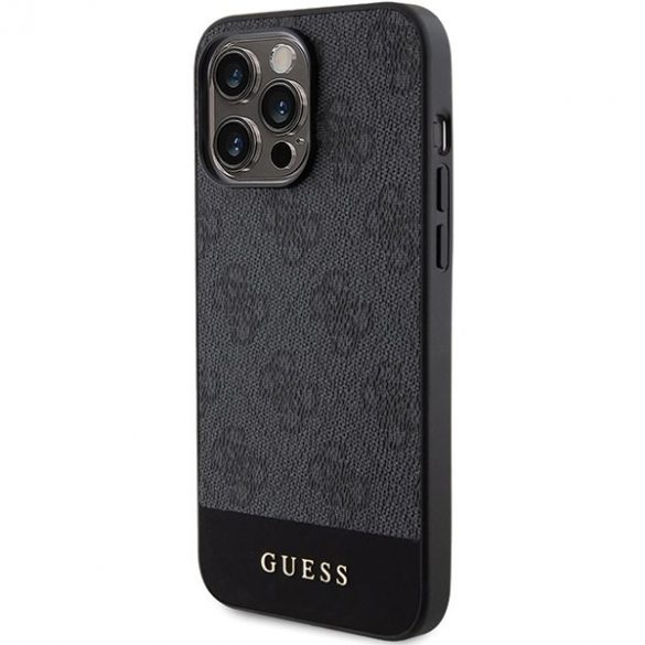 Guess GUHCP15XG4GLGR iPhone 15 Pro Max 6,7" husă rigidă, gri/gri, 4G Stripe Collection