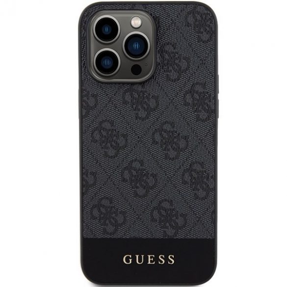 Guess GUHCP15XG4GLGR iPhone 15 Pro Max 6,7" husă rigidă, gri/gri, 4G Stripe Collection