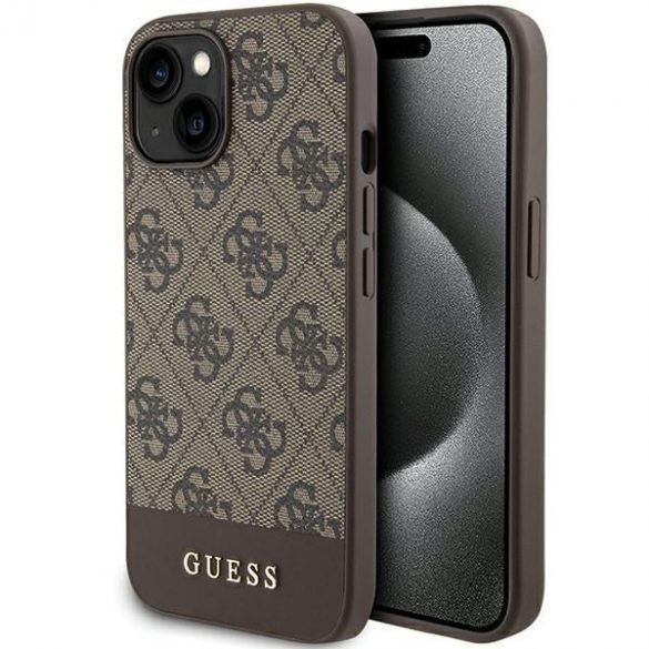 Guess GUHCP15SG4GLBR iPhone 15 / 14 / 13 6.1" husă rigidă maro/brązowy 4G Stripe Collection