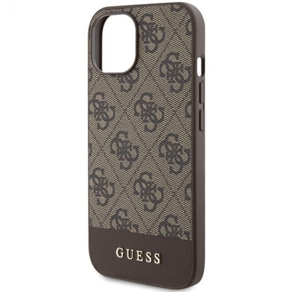 Guess GUHCP15SG4GLBR iPhone 15 / 14 / 13 6.1" husă rigidă maro/brązowy 4G Stripe Collection