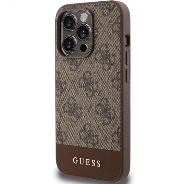 Guess GUHCP15LG4GLBR iPhone 15 Pro 6.1" husă rigidă maro/brązowy 4G Stripe Collection