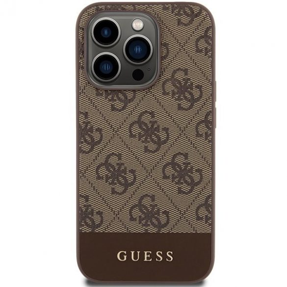 Guess GUHCP15LG4GLBR iPhone 15 Pro 6.1" husă rigidă maro/brązowy 4G Stripe Collection